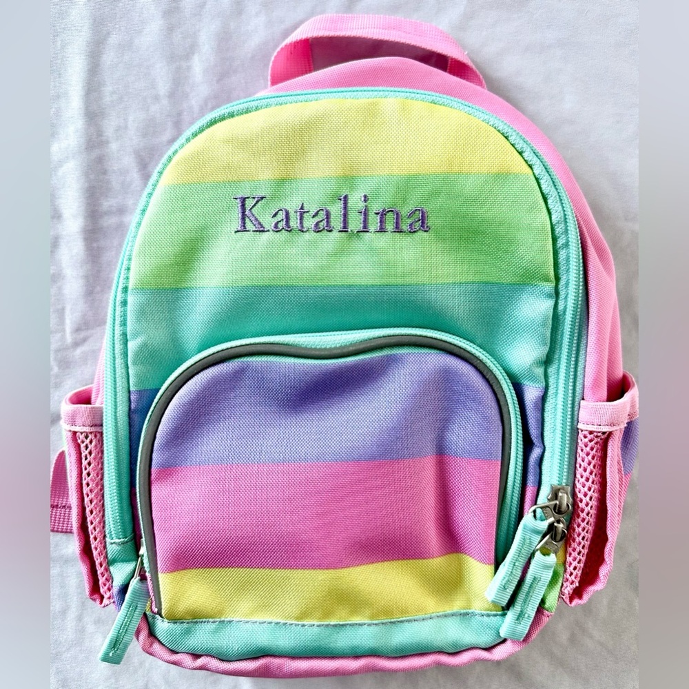 Pottery Barn Kids Personalized Mini Backpack “Katalina” – Pastel Stripe